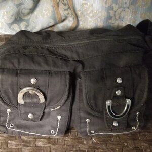 Black Purse Bag with Metal Accents